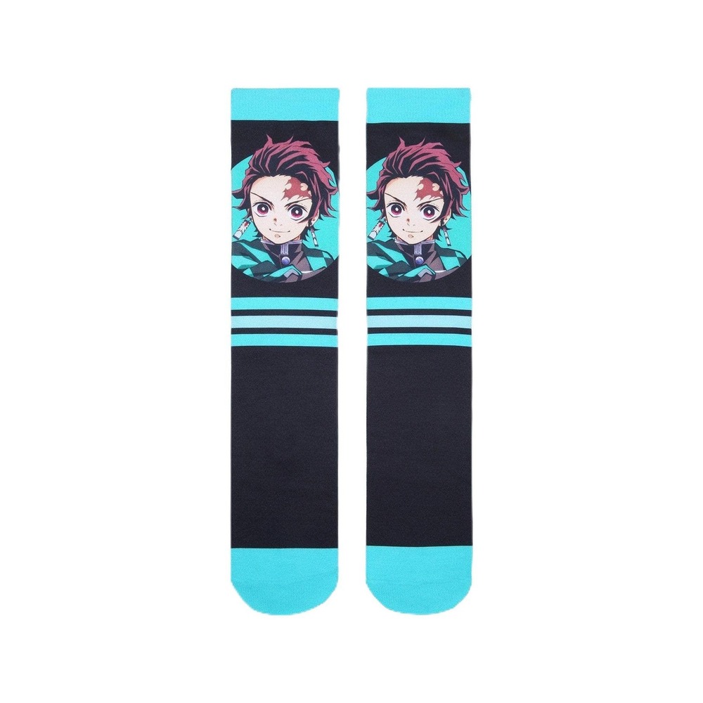Hot Topic Demon Slayer Tanjiro Crew Socks Unisex Multicolor Cartoon Style
